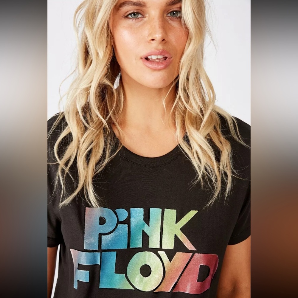 NEW Pink Floyd Glitter Rainbow Cotton On Relaxed Tee, Size XS